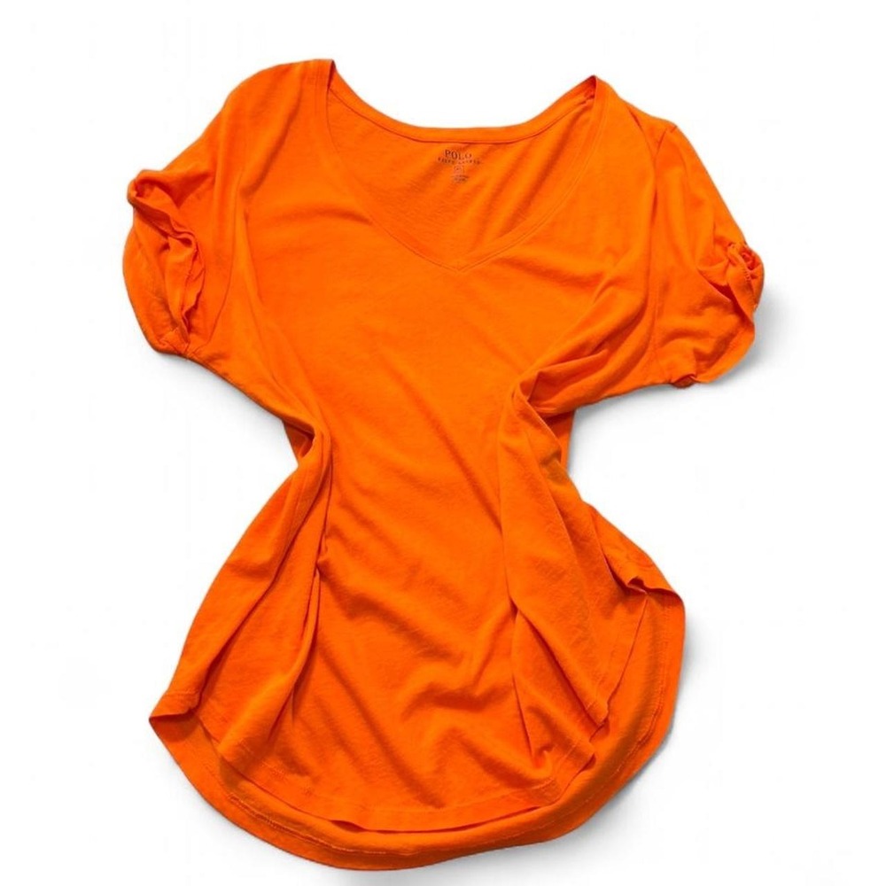 Polo Ralph Lauren Orange V Neck Tee, Women's Size XL